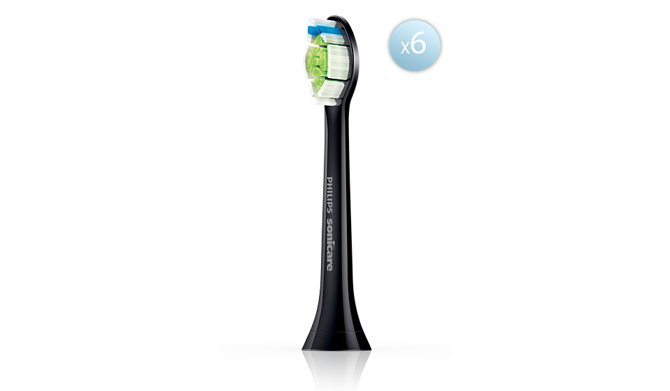 Philips Optimal White HX6066/88 Pakke med 6 børstehoveder, 6 stk, Sort, 3 måned(er), Mellem, 62000 Omdrejninger pr. minut, Philips