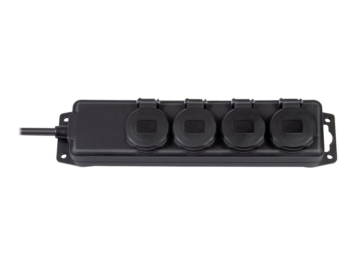 brennenstuhl Stikfordeler IP44 4-vejs til brug på byggepladsen og permanent udendørs brug 2,00 m Sort TYPE F