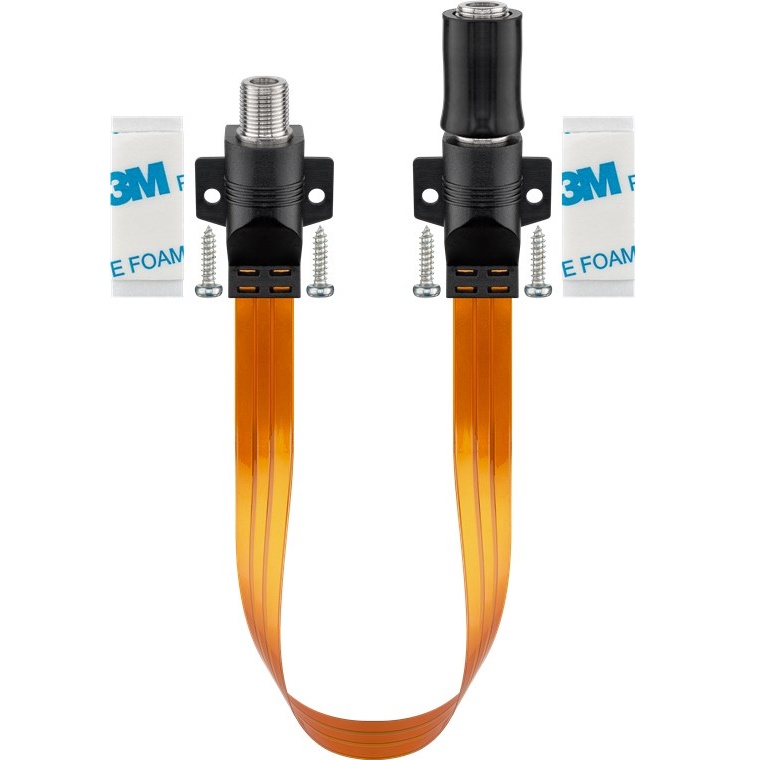 Goobay F-stik hun flat antennekabel til gennemføring  vandtæt 0,2 m