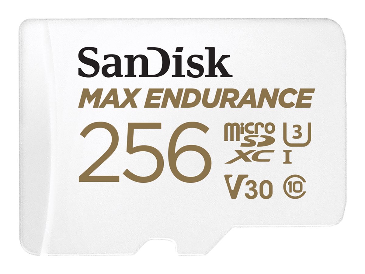 SanDisk Max Endurance - Flashhukommelseskort (microSDXC til SD adapter inkluderet) - 256 GB - Video Class V30 / UHS-I U3 / Class10 - microSDXC UHS-I