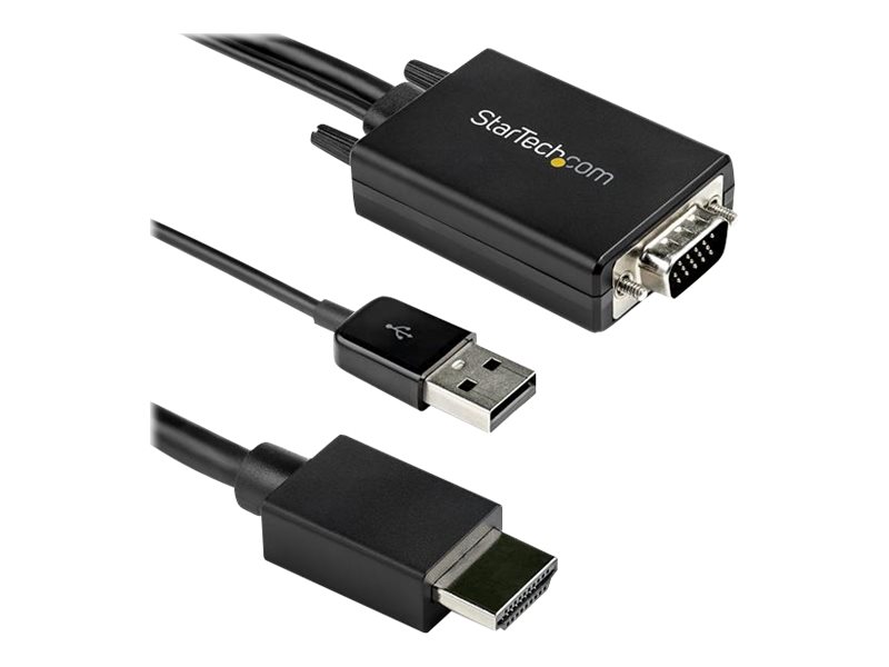 StarTech.com 2m VGA to HDMI Converter Cable with USB Audio Support & Power, Analog to Digital Video Adapter Cable to connect a VGA PC to HDMI Display,