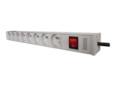 DIGITUS Professional A-19-STRIP-2-IMP - Strømfordelingsenhed (rackversion) - AC 250 V - input: strøm - output-stikforbindelser: 8 - 1U - 19