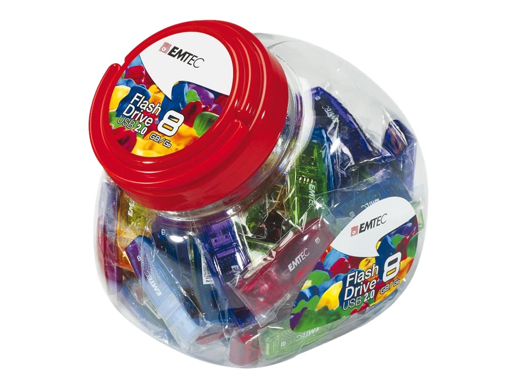 EMTEC C410 Color Mix Candy Jar - USB 2.0 flashdrive 32 GB, USB Type‑A, flerfarvet (80 stk.)