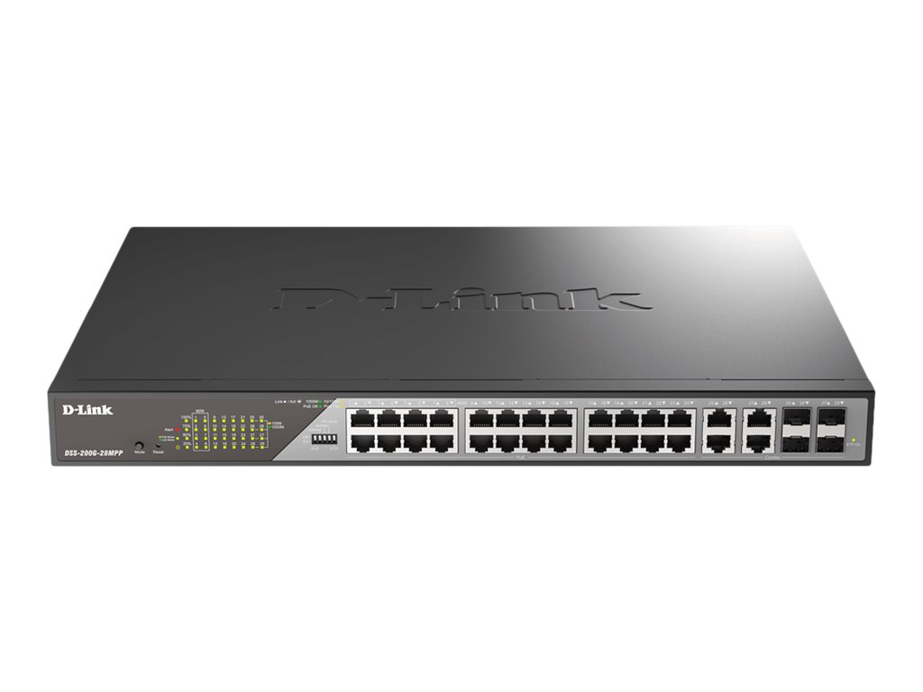 D-link Dss-200g-28mpp Netværksswitch Administreret L2 Gigabit Ethernet (10/100/1000) Strøm Over Ethernet (poe) 1u Grå