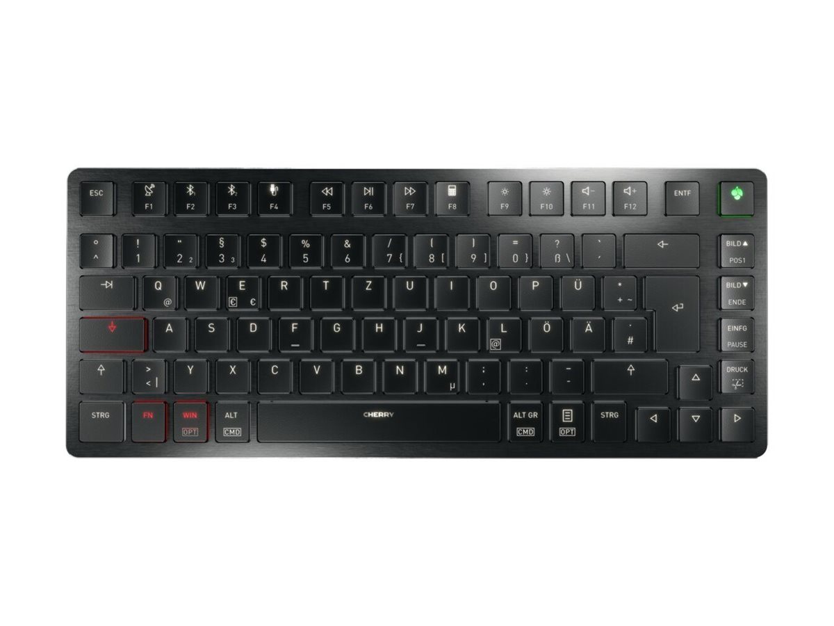 Tastatur Cherry KW X ULP 2.0 Mini – USB, RF & Bluetooth, QWERTZ tysk, sort