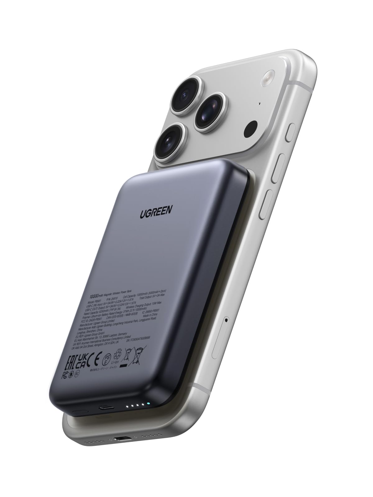UGREEN 10.000 mAh Magnetisk Trådløs Powerbank i Space Grey Powerbank - Grå - 10000 mAh