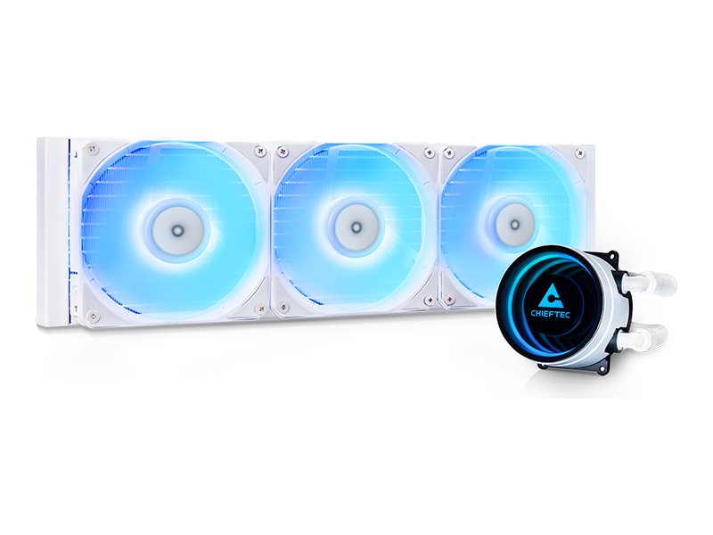 Chieftec Iceberg 360 - Processors flydende kølesystem - Radiatorstørrelse: 360 mm - (for: LGA1150, LGA1151, LGA1155, LGA1156, LGA1200, LGA1700, LGA1851, AM2, AM2+, AM3+, AM4, AM5, FM1, FM2, FM2+) - kobber - 120 mm - hvid