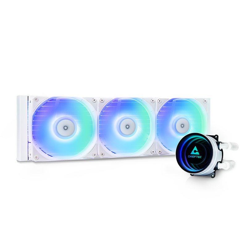 Chieftec Iceberg 360 - Processors flydende kølesystem - Radiatorstørrelse: 360 mm - (for: LGA1150, LGA1151, LGA1155, LGA1156, LGA1200, LGA1700, LGA1851, AM2, AM2+, AM3+, AM4, AM5, FM1, FM2, FM2+) - kobber - 120 mm - hvid