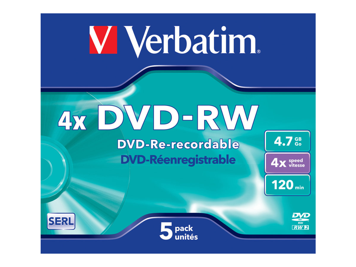 Verbatim DataLifePlus - 5 x DVD-RW - 4.7 GB 4x - cd-boks