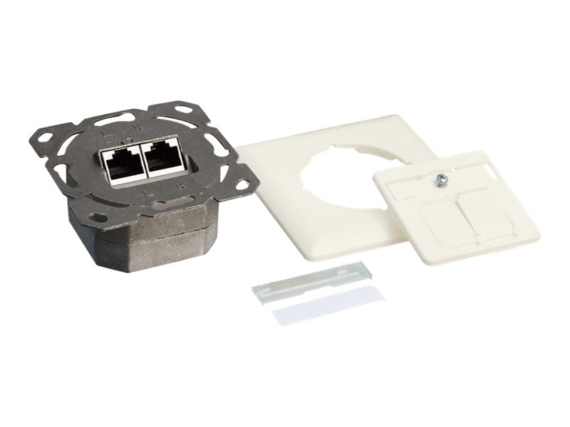 Cat.6 wall outlet 2 x RJ45, shielded, pure white