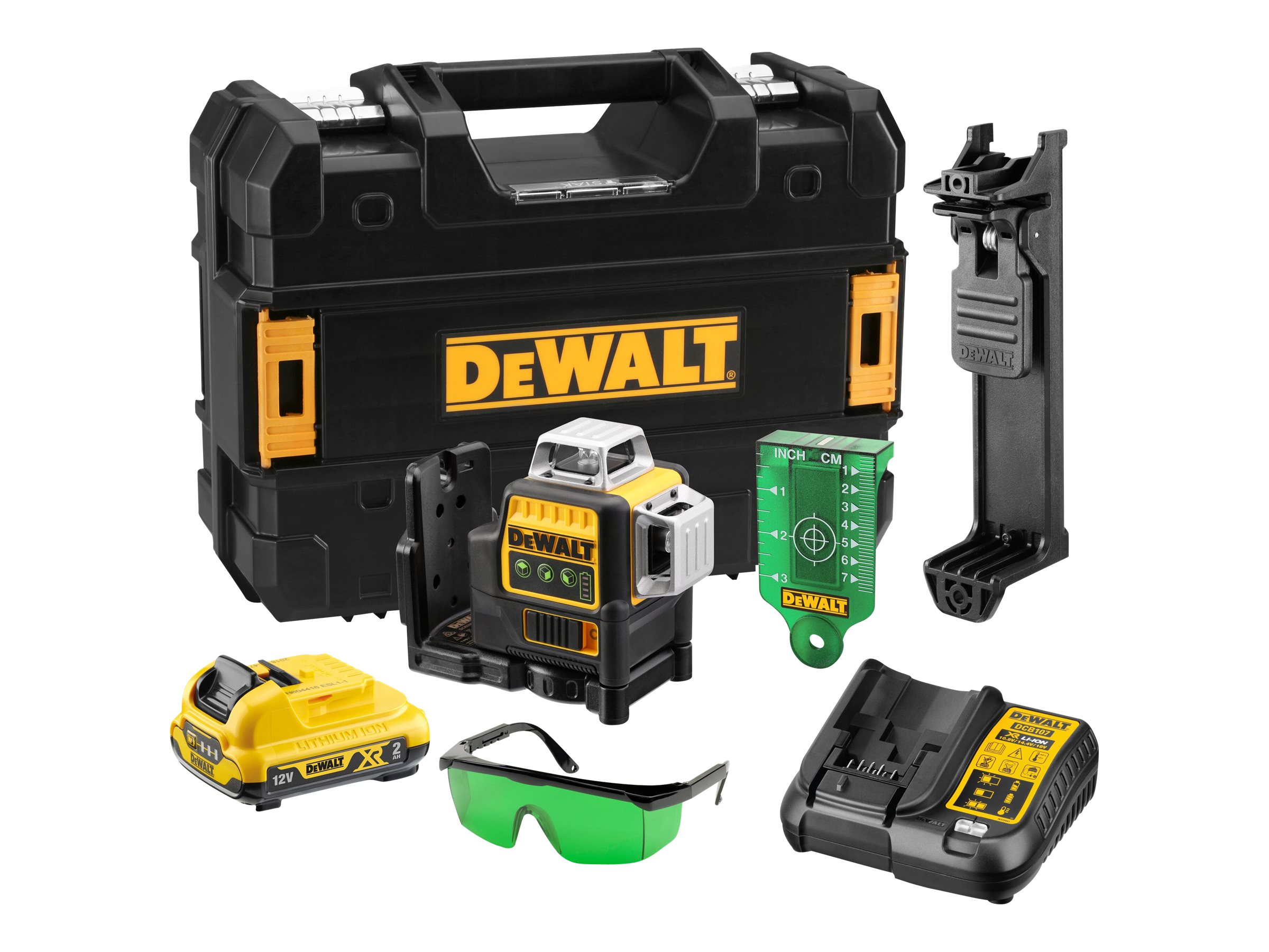 DeWALT 10,8V linjelaser, grønt laserlys 1x2ah  3X360 gr. - DCE089D1G-QW