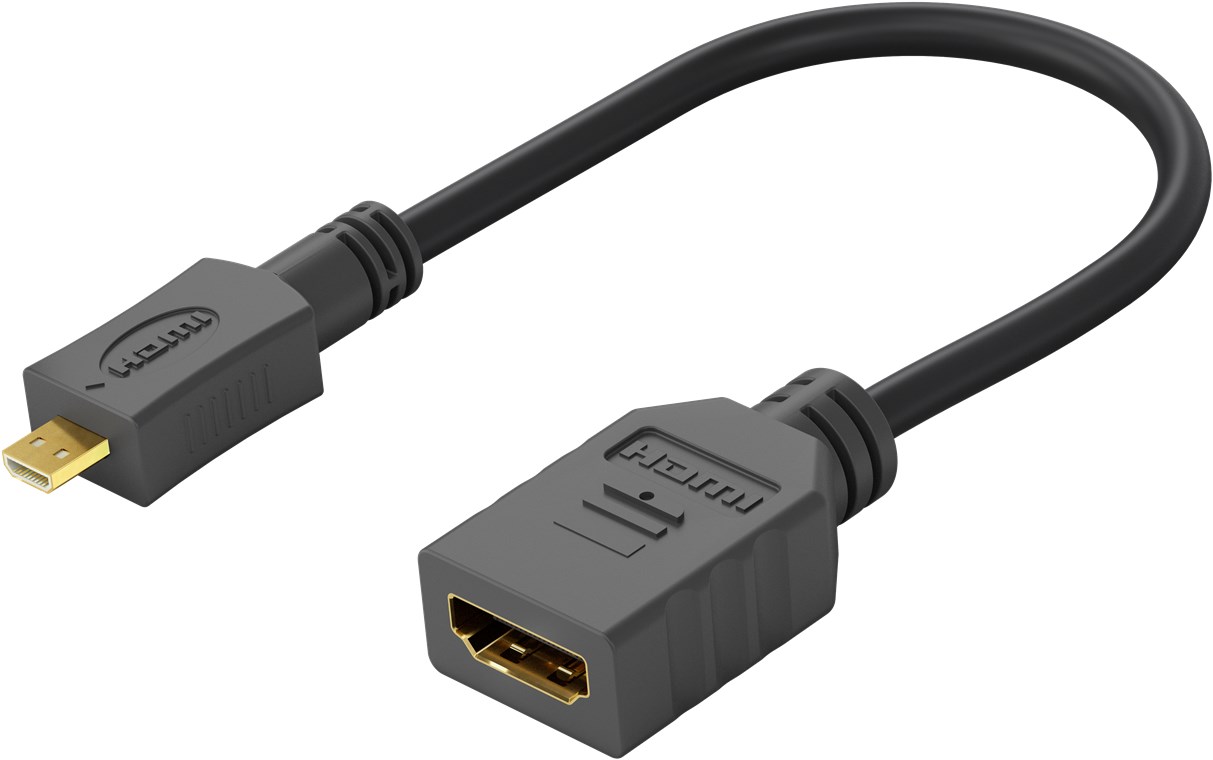 Wentronic 58683, 0,15 m, HDMI Type D (Micro), HDMI Type A (Standard), 3D, Audio Return Channel (ARC), Sort