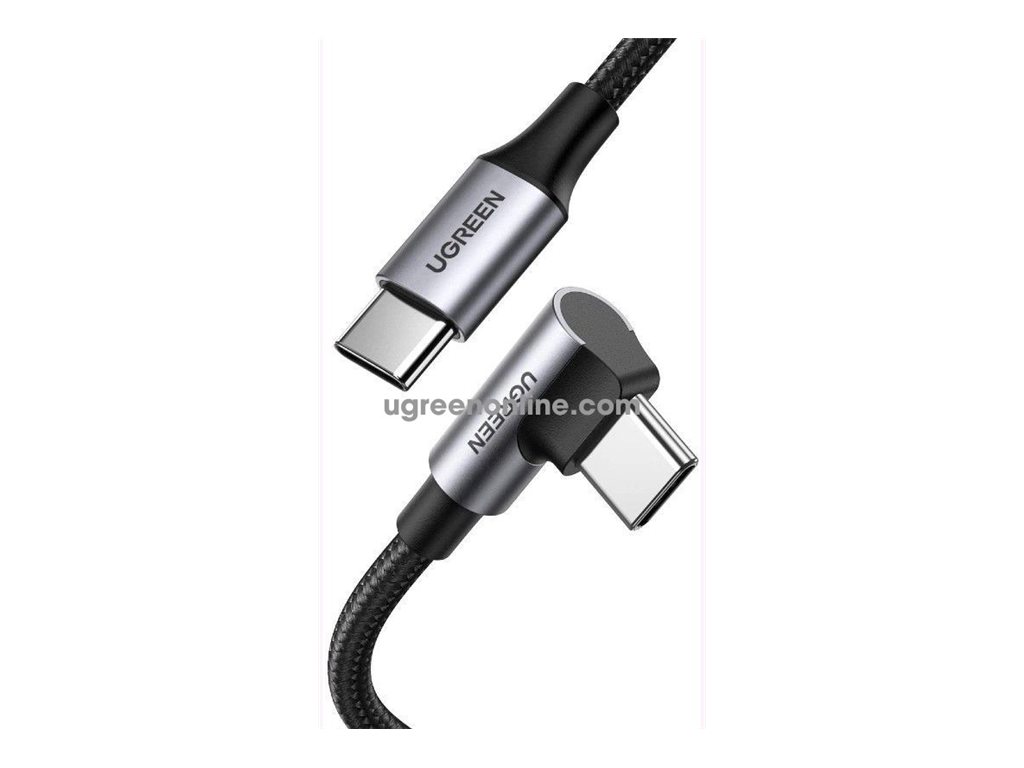 Ugreen - USB-kabel - 24 pin USB-C (han) til 24 pin USB-C (han) vinklet - 2 m - sort