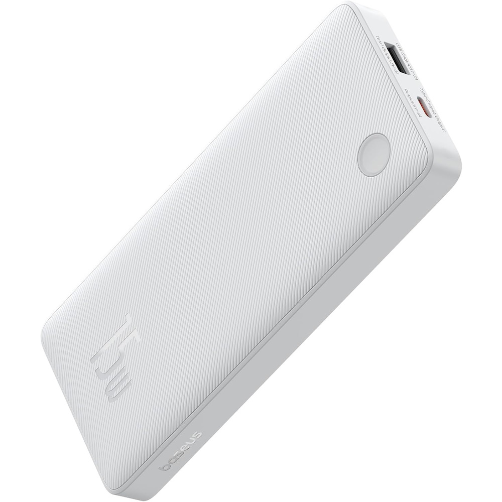 Baseus Airpow Lite 10000mAh 15W Power Bank with Simple USB-A - USB-C 30cm Cable - White Powerbank - 10000 mAh