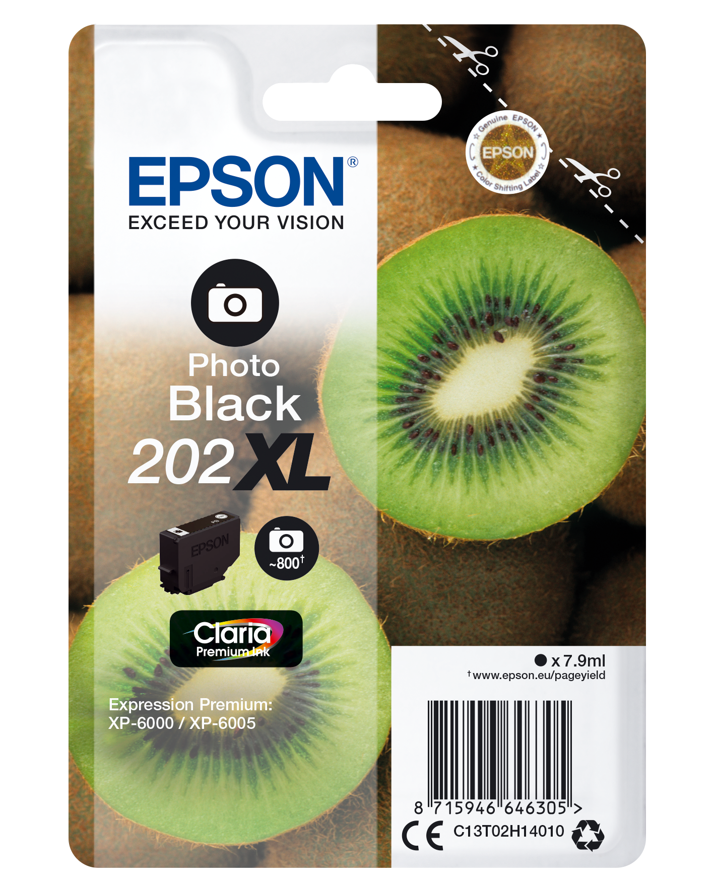 Epson 202XL - XL - foto-sort - original - blækpatron