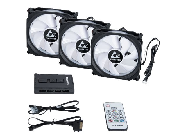 Chieftec CF-3012-RGB Systemkabinetblæsersæt 1-pack Sort Hvid 120 mm