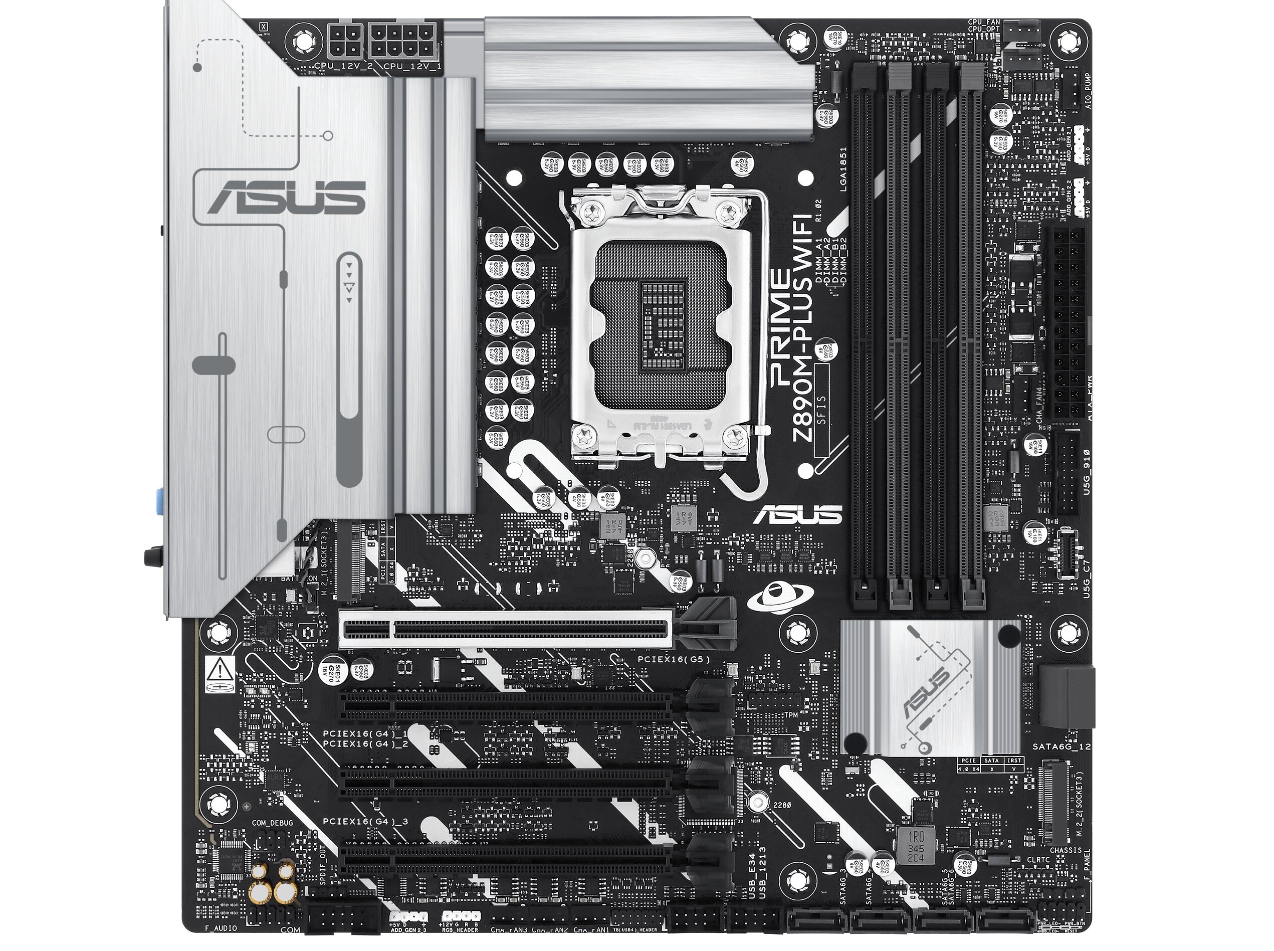 ASUS PRIME Z890M-PLUS WIFI Bundkort - Intel Z890 - Intel LGA1851 socket - DDR5 RAM - Micro-ATX