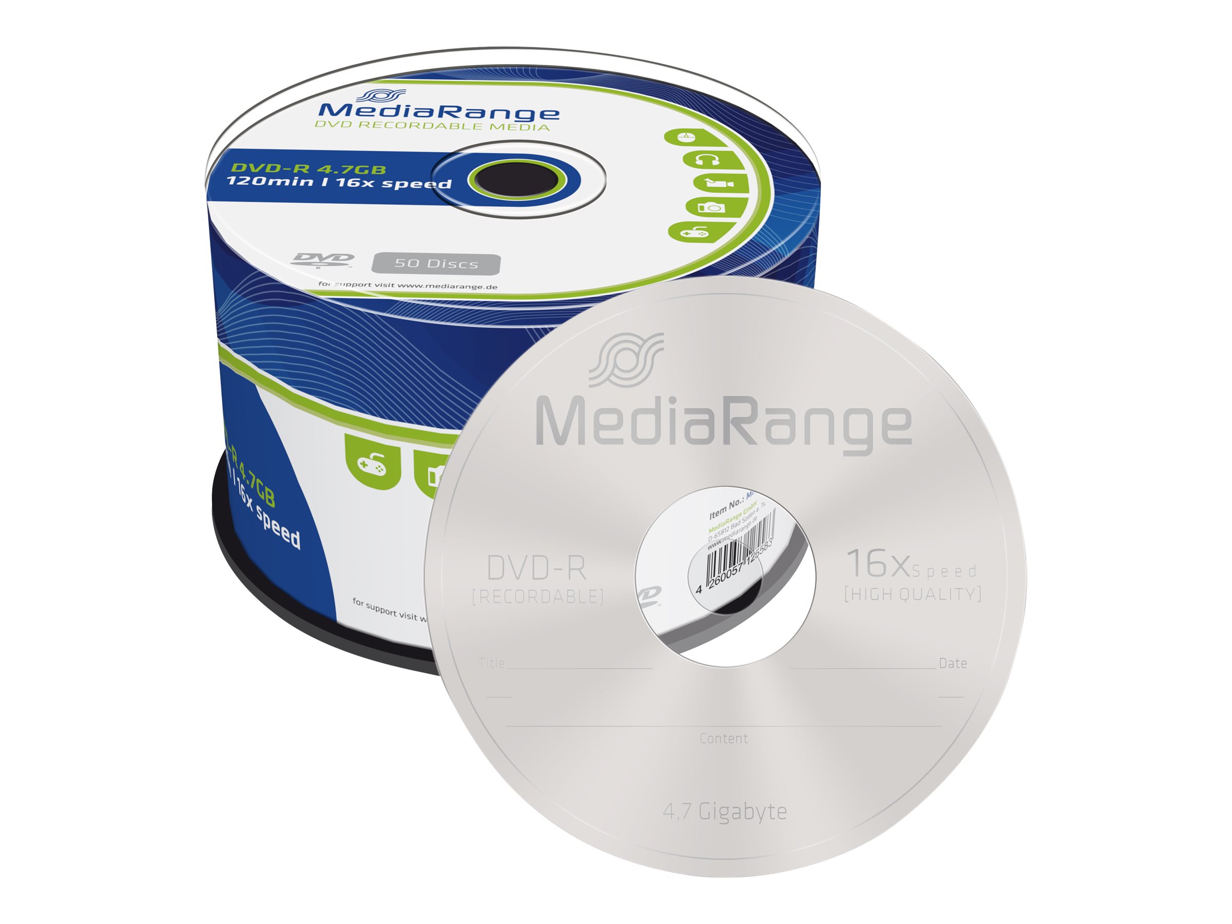 MediaRange - 50 x DVD-R - 4.7 GB (120min) 16x - spindle