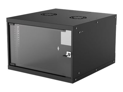 Intellinet Network Cabinet, Wall Mount (Basic), 6U, 560mm Deep, Black, Flatpack, Max 50kg, Glass Door, 19", Parts for wall installation not included,