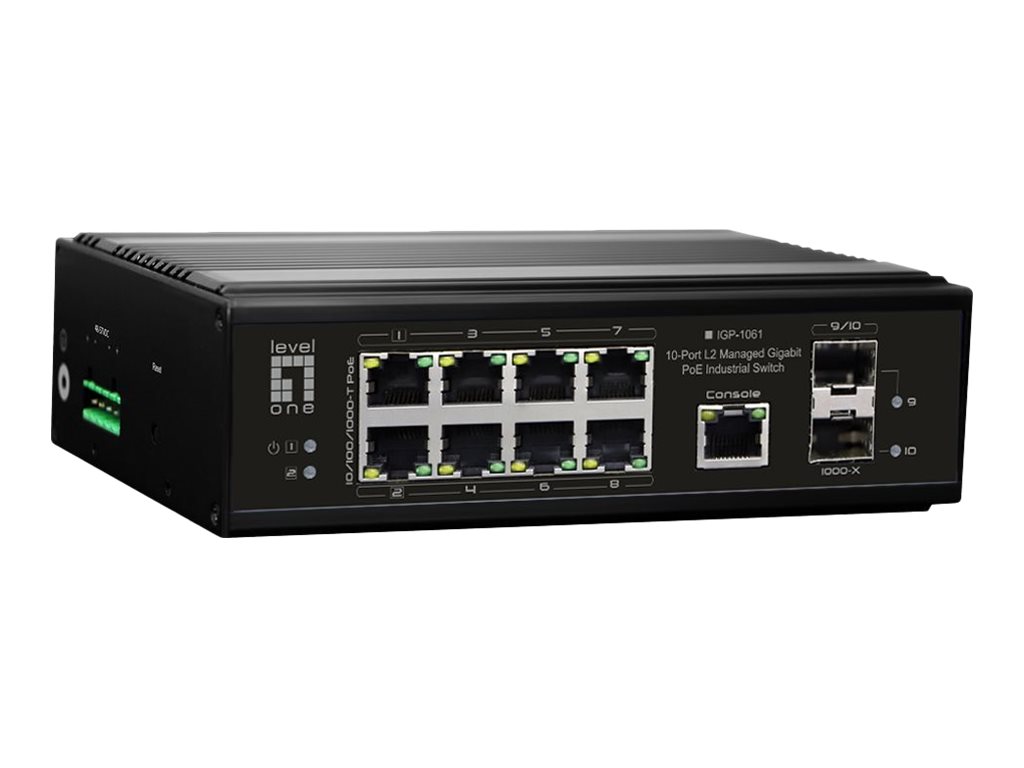 LevelOne IGP-1061 - 10‑ports L2 administreret Gigabit PoE-switch, sort