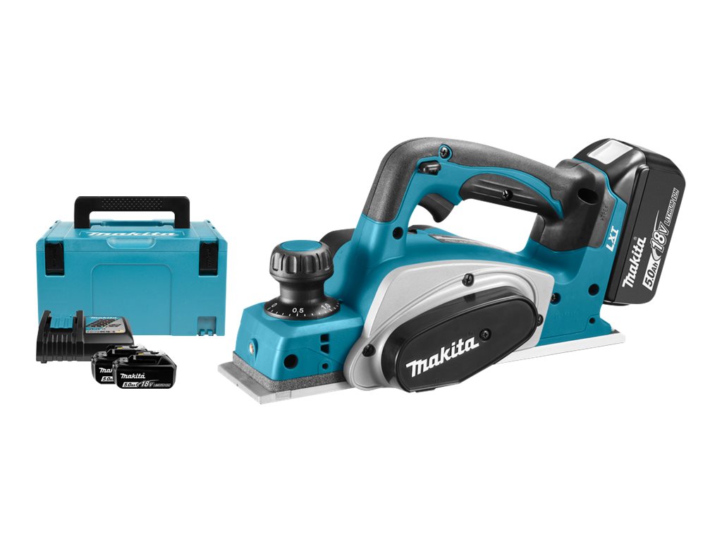 Makita LXT DKP180RTJ - Høvl - ledningfri - 82 mm - 2 batterier, inkluderet oplader - 18 / 36 V
