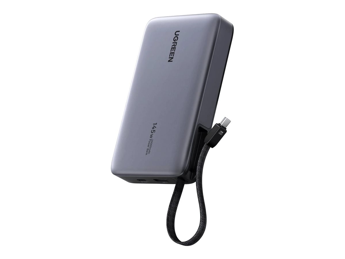 Powerbank 20000mAh Ugreen PB551 145W USB-A, USB-C + wbudowany kabel (szary)