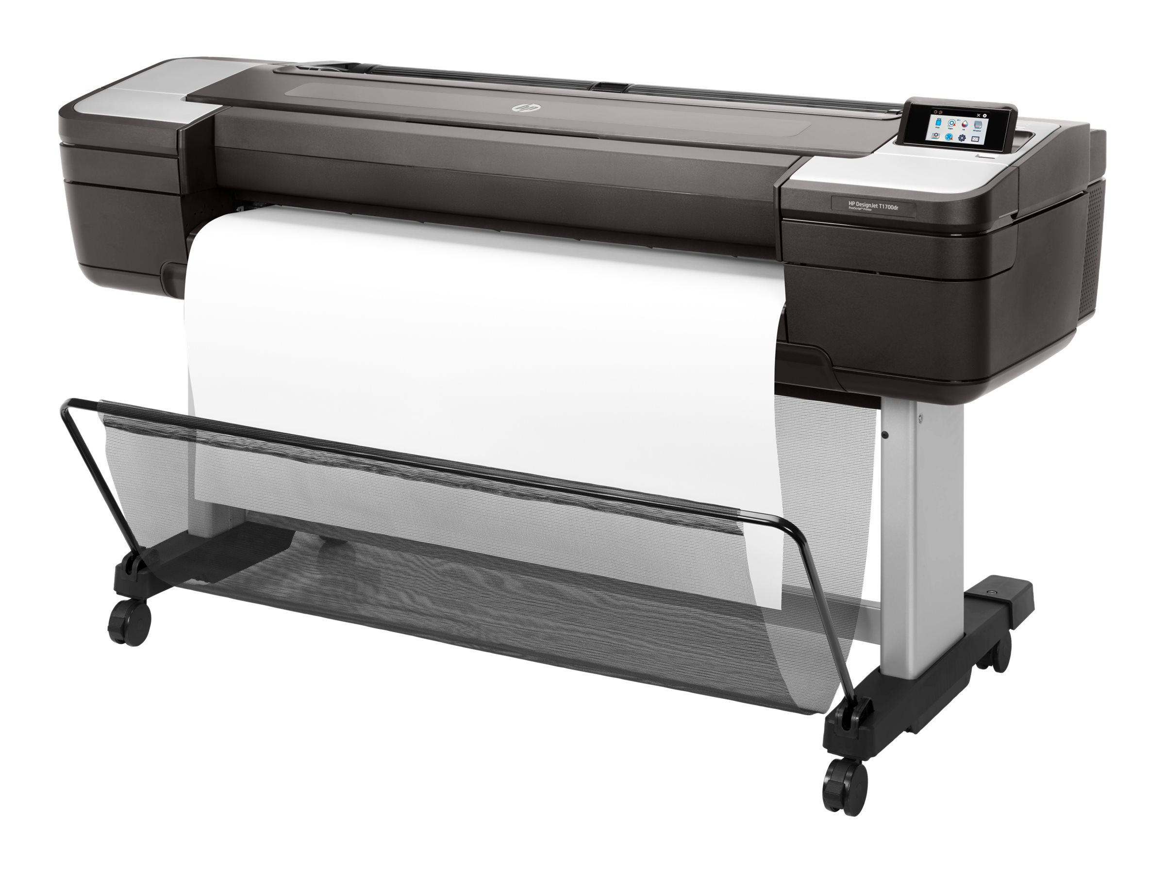 HP DesignJet T1700dr - 44 stor-format printer - farve - blækprinter - 1118 x 1676 mm - 2400 x 1200 dpi - op til 0.55 min./side - Gigabit LAN, USB vært - skærer