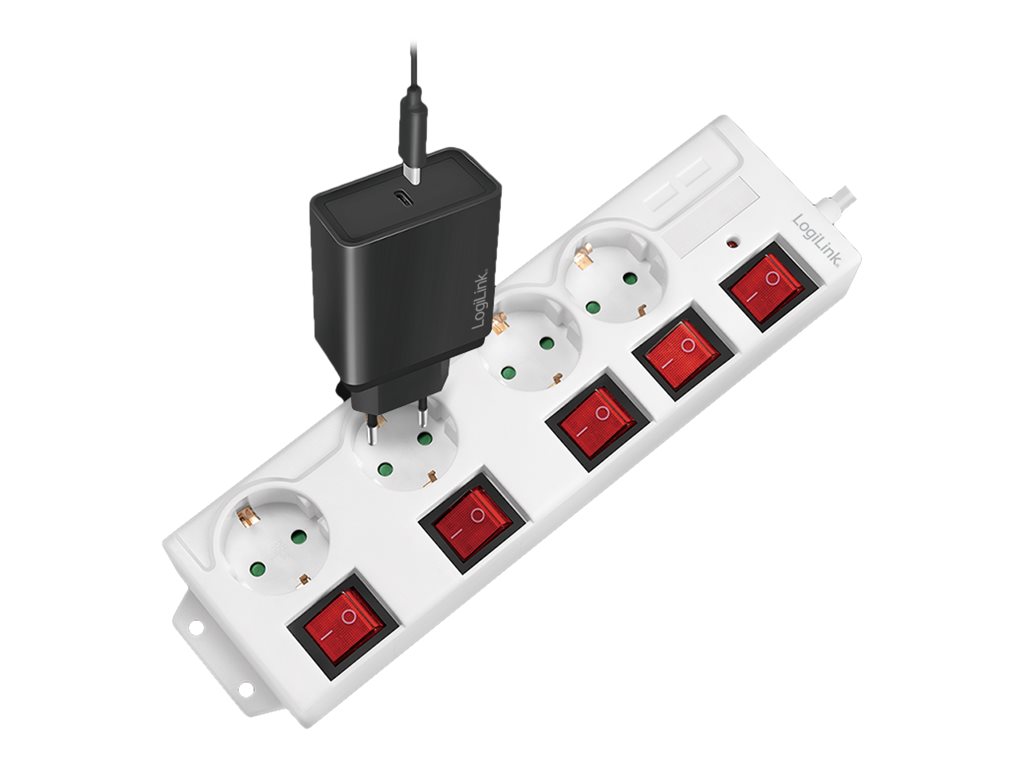 4-vejs stikdåse med overspændingsbeskyttelse og separate afbrydere