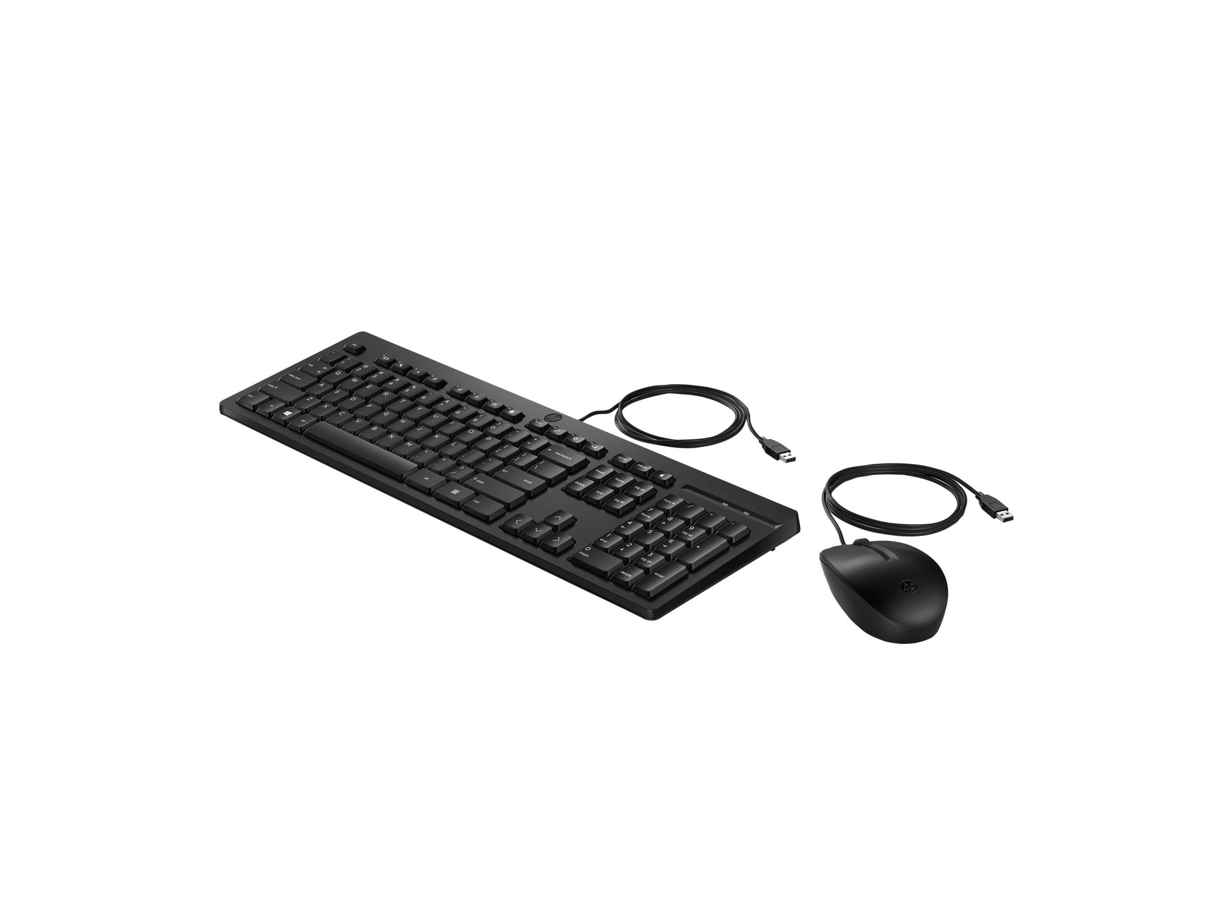 HP 225 - Sæt med mus og tastatur - ambidextrous, 3-zoners layout, standard tastetryk - full size - QWERTY - Pan Nordic - sort