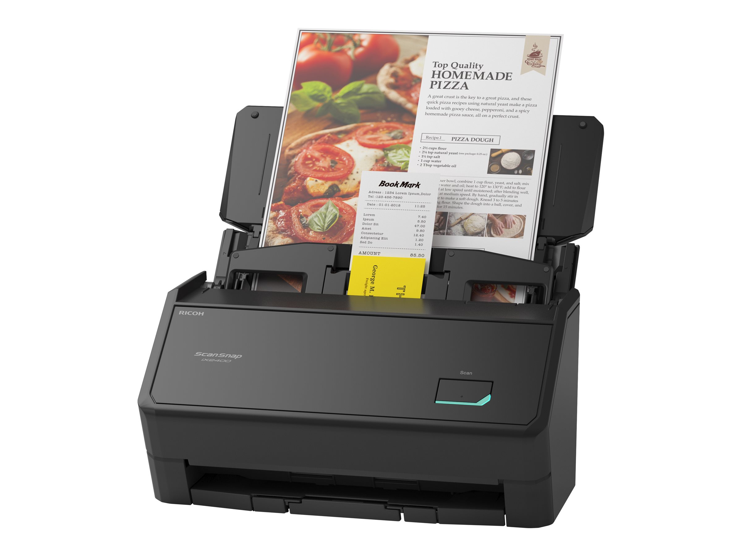 Ricoh ScanSnap iX2400, 216 x 316 mm, 600 x 600 dpi, 45 sider pr. minut, ADF-scanner, Sort, Dual CIS