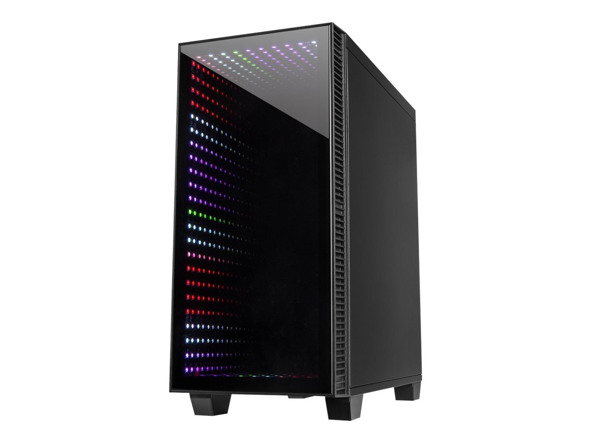 Inter-Tech X-608 Infinity Micro - Tower - micro-ATX - sidepanel med vindue (hærdet glas) - ingen strømforsyning (ATX) - USB/Lyd