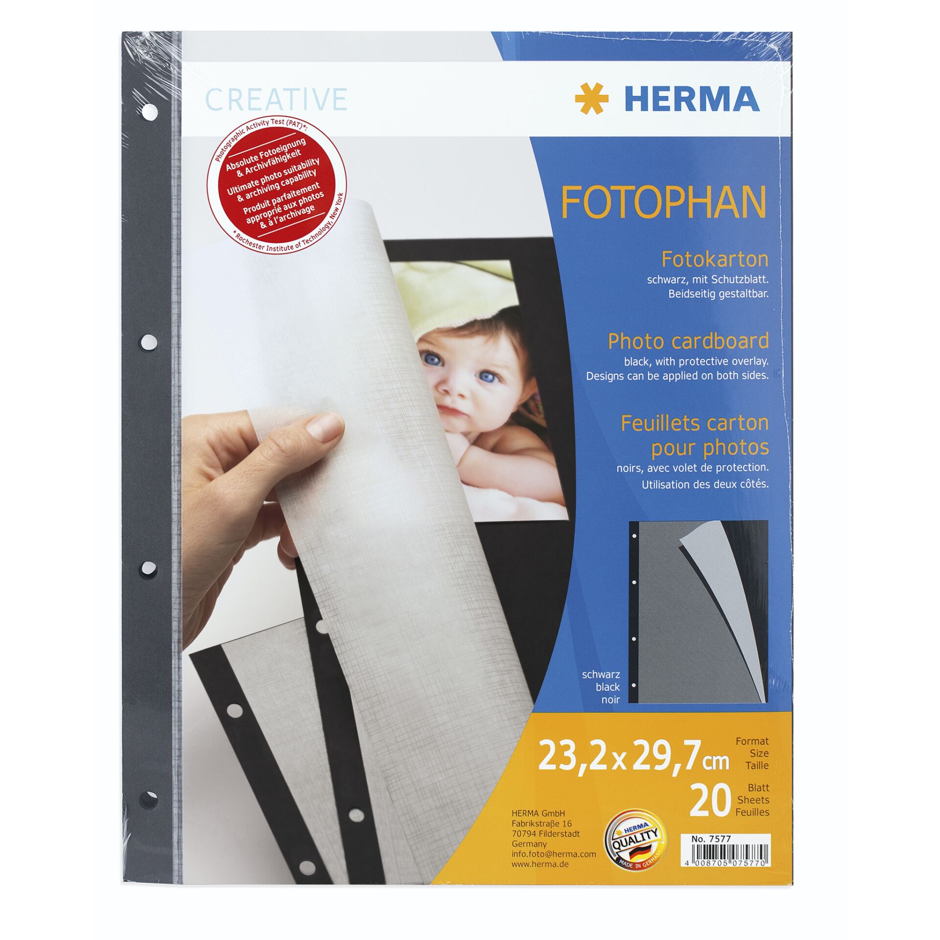 HERMA Photo cardboard 232x297 mm black 20 sheets