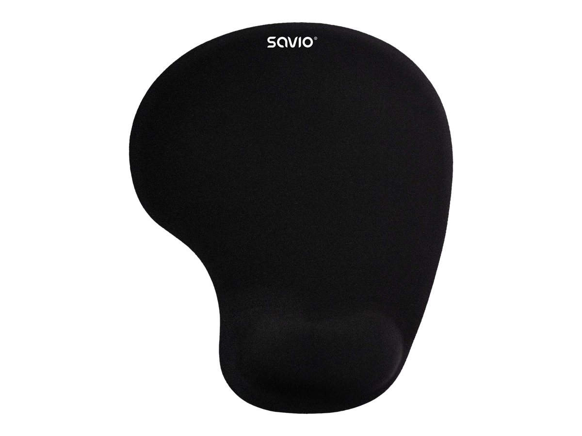 Savio MP-01B mouse pad black, Sort, Monokromatisk, Håndledsstøtte