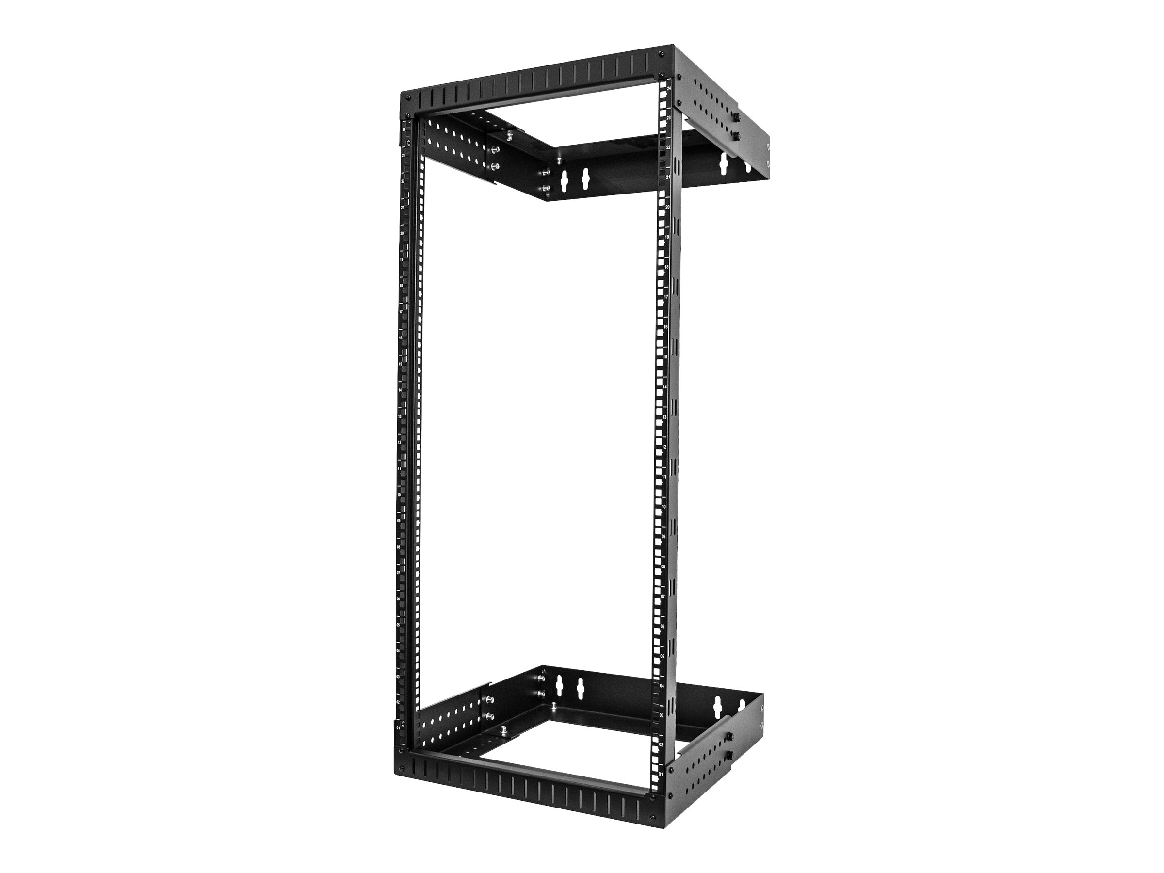 StarTech.com 24U 19" Wall Mount Network Rack, Adjustable Depth 12-20" 2 Post Open Frame Server Room Rack for AV/Data/ IT Communication/Computer