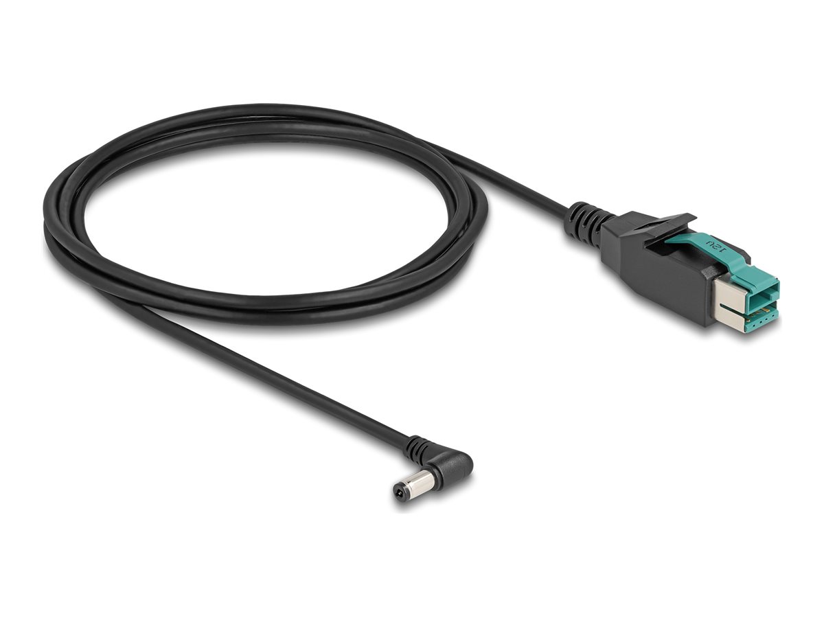 DeLOCK 8 pin USB PlusPower (12 V) (male) - Strøm DC jackstik 5,5 mm (ID: 2,1 mm) (male) Sort 2m Forstærket USB kabel