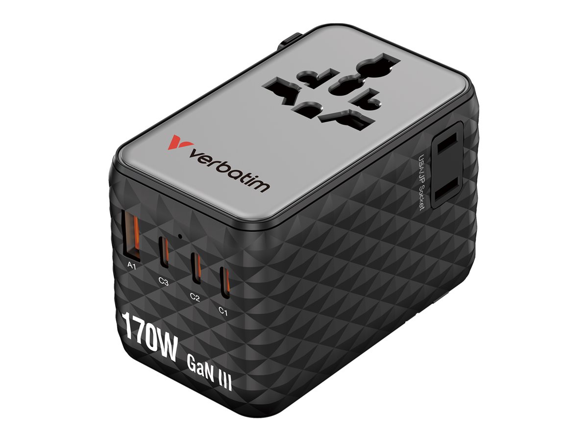 Verbatim Charge 'n' Travel Adapter 170Watt 1xUSB-A 2.0 1xUSB-C billede