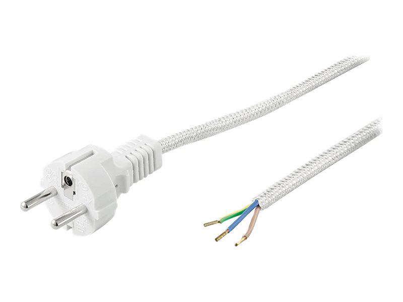 Pro Heat-resistant safety plug cord for assembly 3 m white-silver