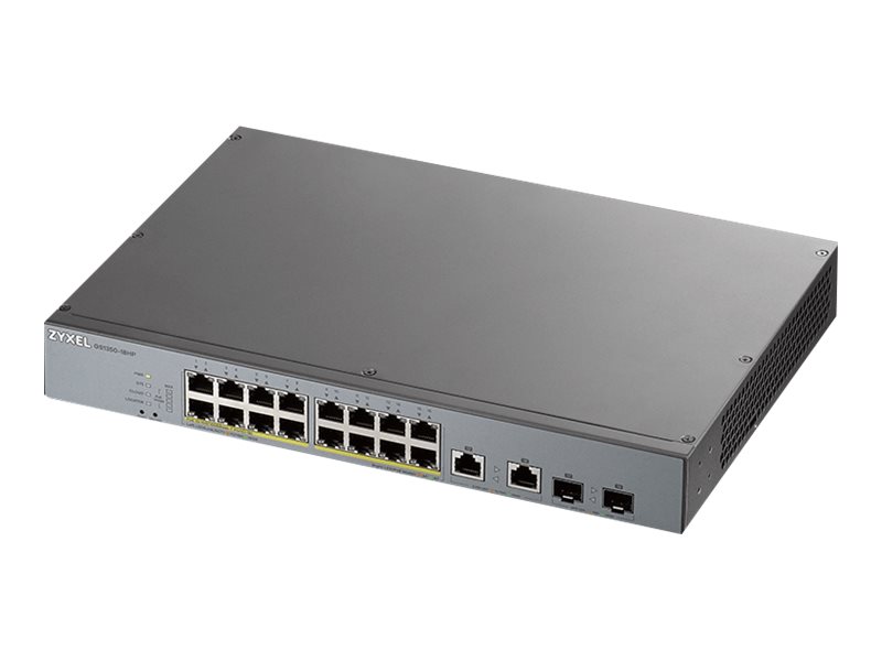 Zyxel GS1350-18HP - Switch - smart - 16 x 10/100/1000 (PoE+) + 2 x kombi Gigabit Ethernet/Gigabit SFP - desktop - PoE+ (250 W)