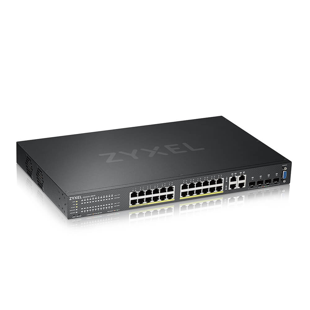 Zyxel GS2220-28HP - Switch - Administreret - 24 x 10/100/1000 (PoE+) + 4 x combo Gigabit SFP - monterbar på stativ - PoE+ (375 W)