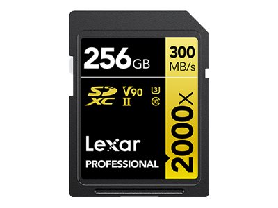 Lexar Pro 2000X SDHC/SDXC UHS-II U3(V90) R300/W260 (w/o cardreader) 256GB - Hukommelseskort