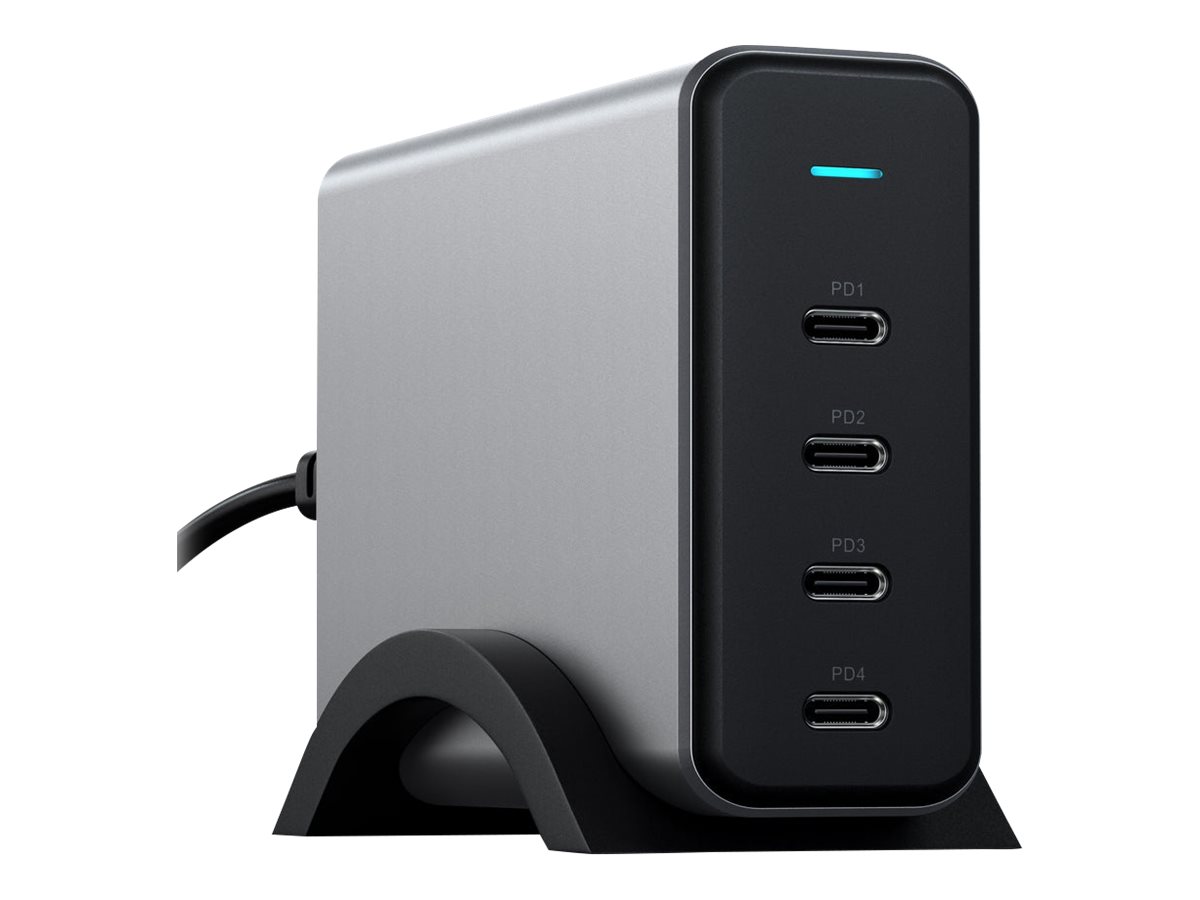Satechi 165w Usb-c 4-port Pd Gan Charger Grå, Sort