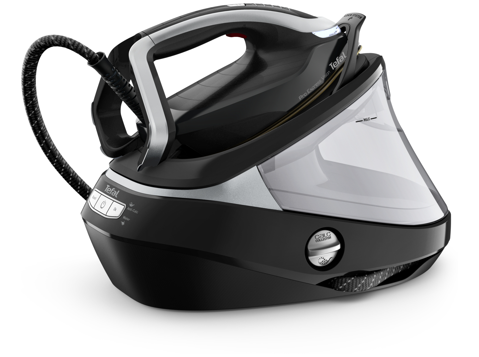 Tefal Pro Express Vision GV9821E0 - Dampstrygejern med automatisk afbrydelse - såleplade: Durilium AirGlide Autoclean - 3000 W - sort