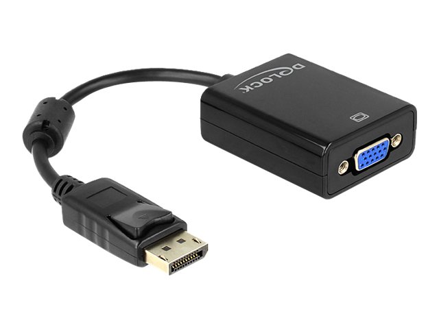 Delock Adapter Displayport male > VGA 15 pin female - VGA-adapter - DisplayPort (han) til HD-15 (VGA) (hun) - 12.5 cm