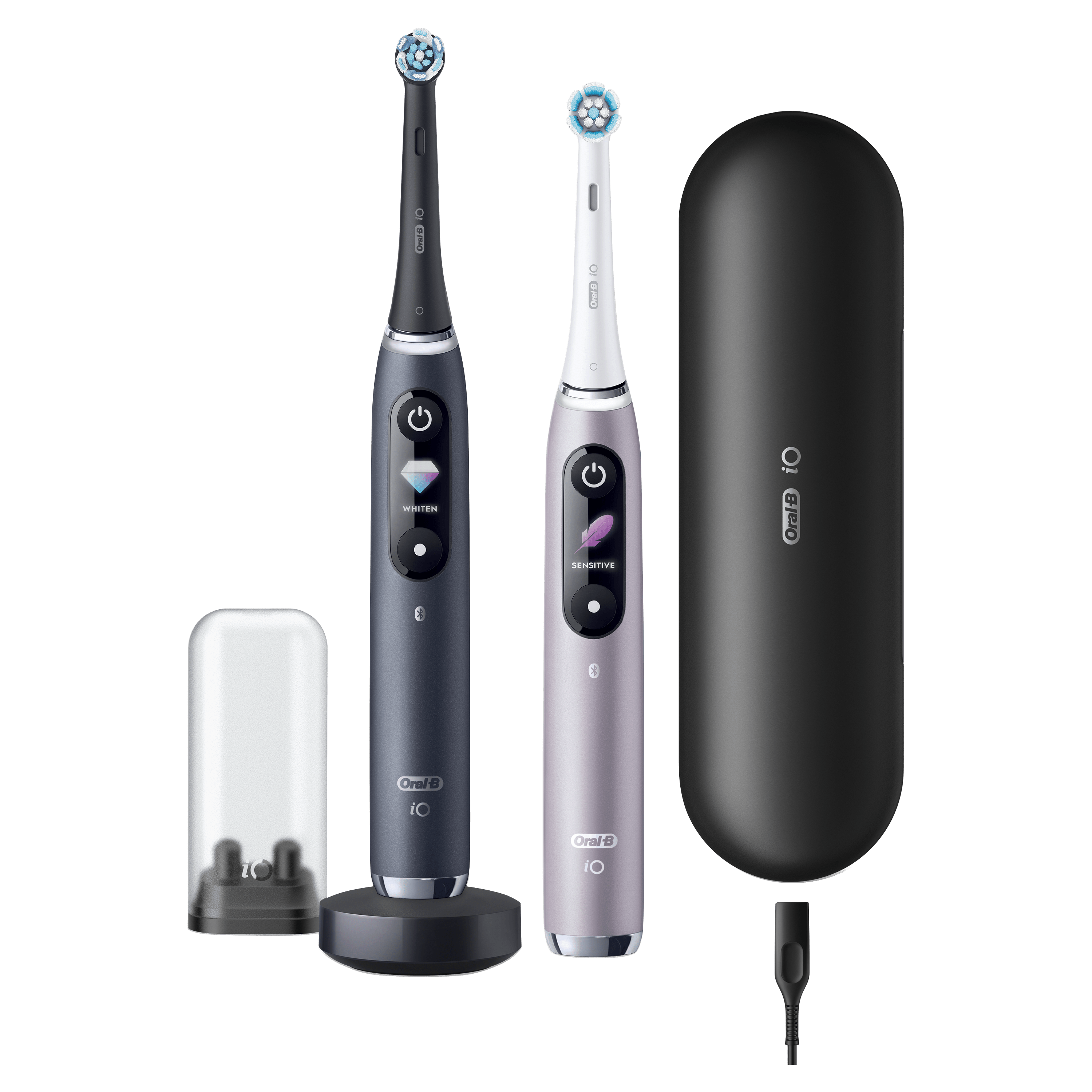 Oral-B iO 80363731, Voksen, Roterende, pulserende tandbørste, Gum pleje, Sensitiv, Blegning, Sort, Sølv, 2 min, Sort, Sølv