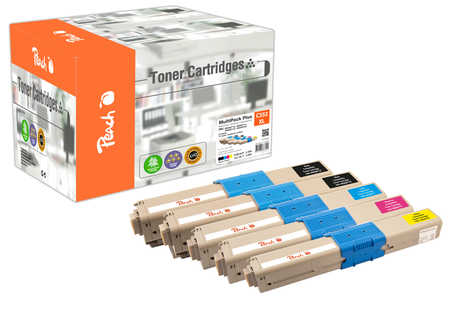 Peach 112228 tonerpatron multipack – kompatibel til OKI, sort/cyan/magenta/gul (5 stk., høj kapacitet)