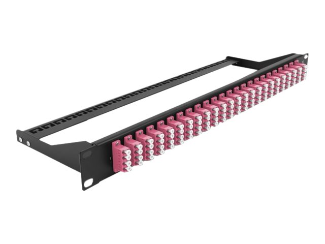 Delock - Patchpanel - rackmonterbart - LC Quad MM x 24 - sort, lilla - 1U - 19