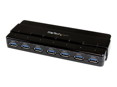 StarTech.com 7 Port USB 3.0 Hub - Up To 5 Gbps - 7 x USB - Universal Multi Port USB Extender for Your Desktop - USB Powered (ST7300USB3B) Sort billede