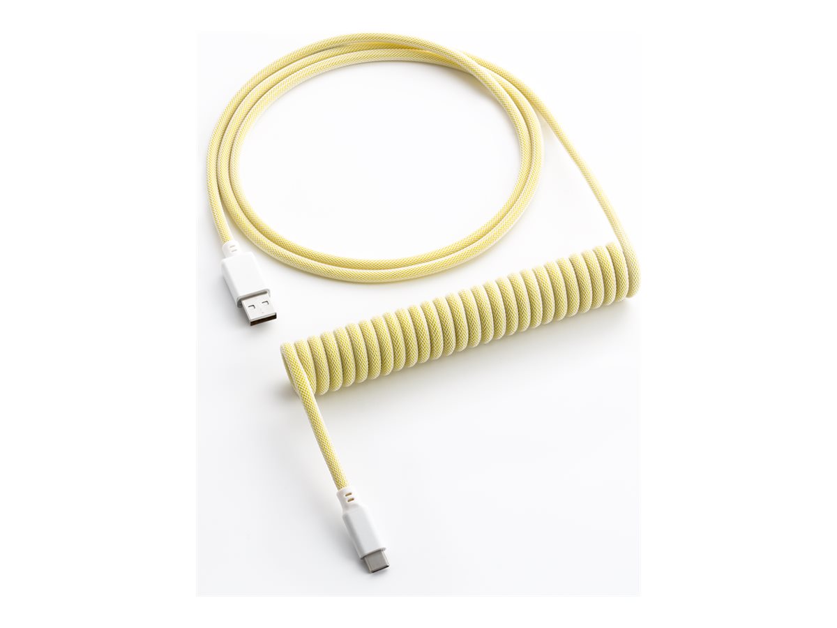 CableMod Classic Coiled Keyboard Cable USB-C to USB Type A, Lemon Ice - 150cm USB Kabler - GEEKD.dk