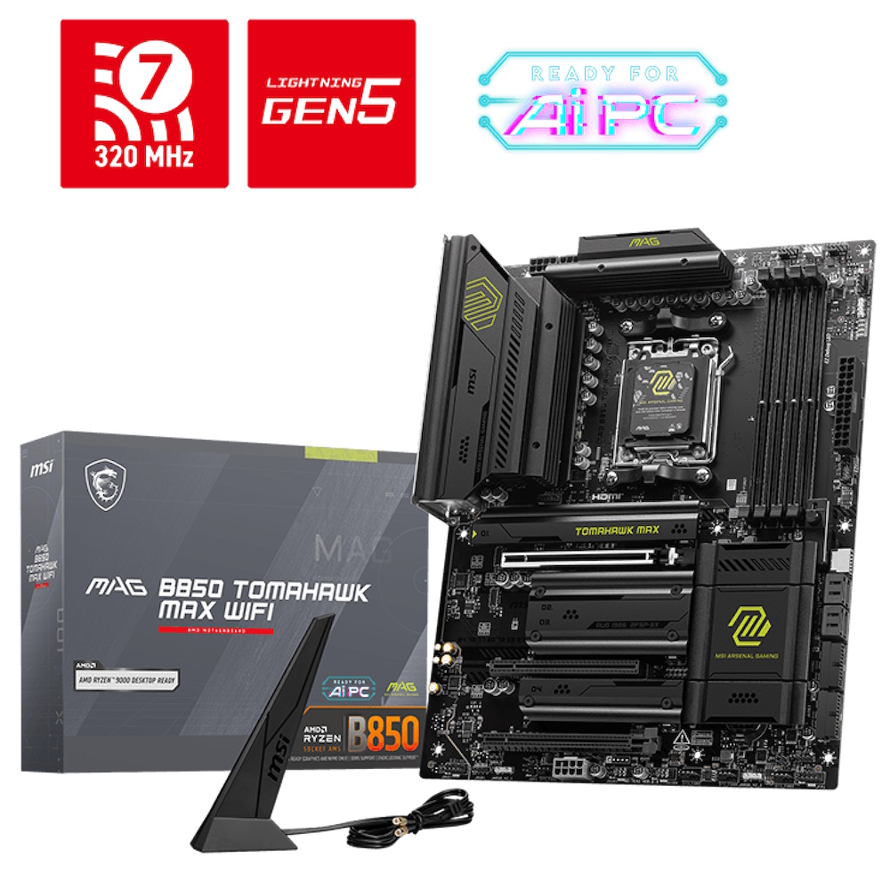 MSI MAG B850 TOMAHAWK MAX WIFI Bundkort - AMD B850 - AMD AM5 socket - DDR5 RAM - ATX