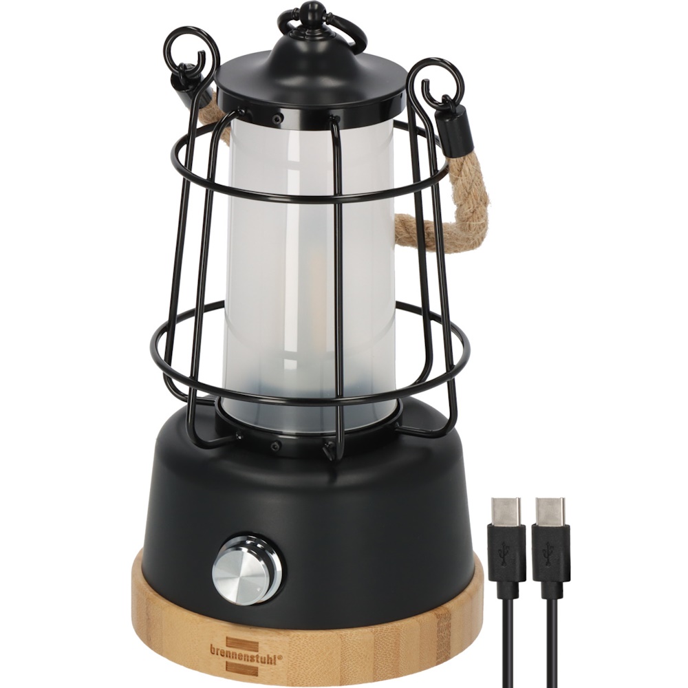 Brennenstuhl 1171800010, Batteridrevet campinglygte, Sort, Træ, Metal, Plast, IP44, 350 lm, 75 t